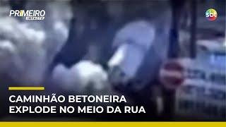 Flagra: Caminhão betoneira explode em rua de Fortaleza | #PrimeiroImpacto Flagra: Caminhão betoneira explode em rua de Fortaleza | #PrimeiroImpacto