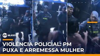 Ambulante tem cabelo puxado e é arremessada por PMs durante fiscalização no centro de SP | #SBTManha Ambulante tem cabelo puxado e é arremessada por PMs durante fiscalização no centro de SP | #SBTManha