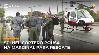 SP: Motociclista sofre acidente na Marginal e helicóptero pousa na pista para resgate | #SBTManha SP: Motociclista sofre acidente na Marginal e helicóptero pousa na pista para resgate | #SBTManha