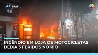 Incêndio em loja de motos e bicicletas elétricas deixa 3 feridos em Copacabana (RJ) Incêndio em loja de motos e bicicletas elétricas deixa 3 feridos em Copacabana (RJ)