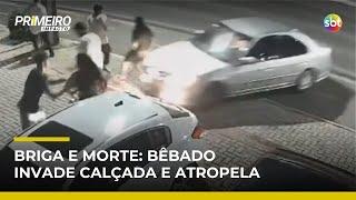 Motorista embriagado invade calçada e atropela duas pessoas em SC | #PrimeiroImpacto Motorista embriagado invade calçada e atropela duas pessoas em SC | #PrimeiroImpacto