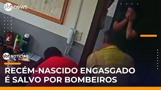 Bombeiros salvam bebê engasgado após pais pedirem socorro no quartel | #SBTNoticias Bombeiros salvam bebê engasgado após pais pedirem socorro no quartel | #SBTNoticias