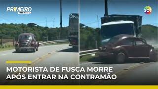 Motorista de Fusca morre após invadir a contramão e bater de frente com caminhão | #PrimeiroImpacto Motorista de Fusca morre após invadir a contramão e bater de frente com caminhão | #PrimeiroImpacto