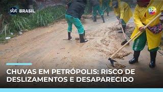 Petrópolis segue em alerta para deslizamentos após temporal; homem segue desaparecido Petrópolis segue em alerta para deslizamentos após temporal; homem segue desaparecido