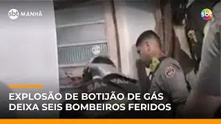 Explosão de botijão fere seis bombeiros em SP; moradora é detida em flagrante | #SBTManhã Explosão de botijão fere seis bombeiros em SP; moradora é detida em flagrante | #SBTManhã