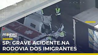 SP: Grave acidente entre carro e caminhão mobiliza helicóptero Águia na Imigrantes | #PrimeiroImpacto SP: Grave acidente entre carro e caminhão mobiliza helicóptero Águia na Imigrantes | #PrimeiroImpacto
