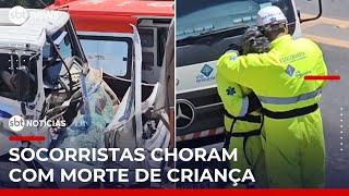 Socorristas choram após morte de criança de 6 anos em acidente entre caminhões | #SBTNoticias Socorristas choram após morte de criança de 6 anos em acidente entre caminhões | #SBTNoticias