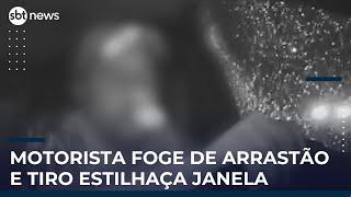 Câmera dentro de carro registra motorista de aplicativo fugindo de arrastão no RJ | #SBTNews Câmera dentro de carro registra motorista de aplicativo fugindo de arrastão no RJ | #SBTNews
