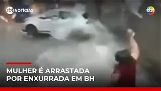 Temporal em BH: vídeo mostra mulher sendo arrastada por enxurrada | #SBTNoticias Temporal em BH: vídeo mostra mulher sendo arrastada por enxurrada | #SBTNoticias