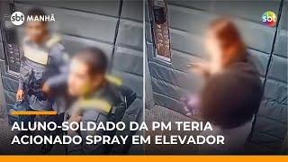 Polícia investiga aluno-soldado que acionou spray de pimenta em elevador de shopping | #SBTManha Polícia investiga aluno-soldado que acionou spray de pimenta em elevador de shopping | #SBTManha