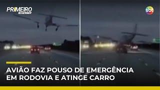 Avião atinge carro em rodovia nos EUA durante pouso de emergência | #PrimeiroImpacto Avião atinge carro em rodovia nos EUA durante pouso de emergência | #PrimeiroImpacto
