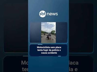 Motociclista sem placa tenta fugir da polícia e causa acidente no RJ | #SBTManha Motociclista sem placa tenta fugir da polícia e causa acidente no RJ | #SBTManha