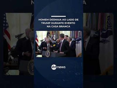 Homem desmaia ao lado de Trump durante evento na Casa Branca Homem desmaia ao lado de Trump durante evento na Casa Branca