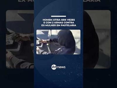 Homem atira seis vezes e com 2 armas contra ex-mulher em pastelaria de SP | #SBTNotícias Homem atira seis vezes e com 2 armas contra ex-mulher em pastelaria de SP | #SBTNotícias