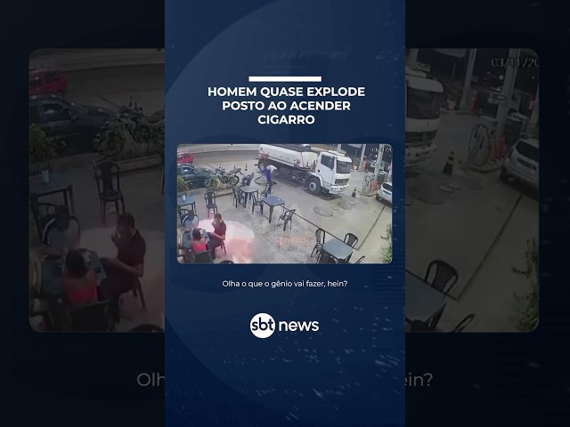 Flagra: Homem acende cigarro e provoca incêndio em posto de combustível no Maranhão | #SBTManha