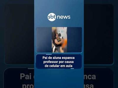 Pai de aluna espanca professor por causa de celular em aula | #SBTManha Pai de aluna espanca professor por causa de celular em aula | #SBTManha