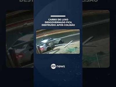 Flagra: motorista de carro de luxo em alta velocidade perde controle e invade condomínio | #SBTManhã Flagra: motorista de carro de luxo em alta velocidade perde controle e invade condomínio | #SBTManhã