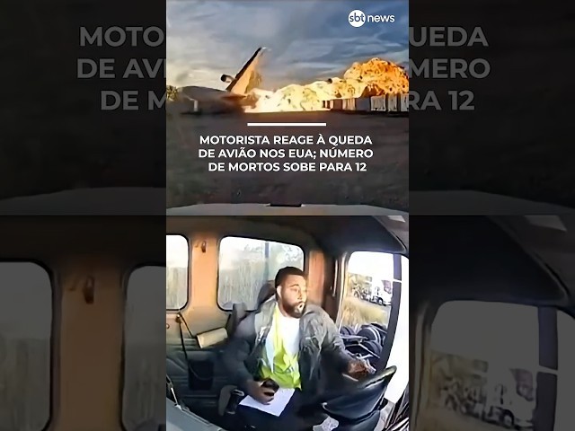 Vídeo mostra reação de motorista que testemunhou queda de avião nos EUA; 12 morreram