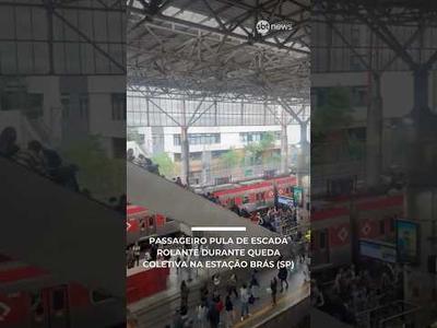 Passageiro pula de escada rolante durante queda coletiva na estação Brás, em SP Passageiro pula de escada rolante durante queda coletiva na estação Brás, em SP