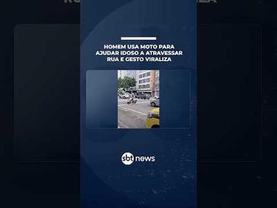 Homem usa moto para ajudar idoso a atravessar rua e gesto viraliza | #SBTNotícias Homem usa moto para ajudar idoso a atravessar rua e gesto viraliza | #SBTNotícias