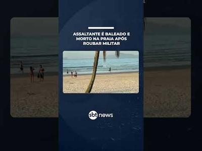 Assaltante é morto na praia após roubar militar no Guarujá (SP) | #SBTManhã Assaltante é morto na praia após roubar militar no Guarujá (SP) | #SBTManhã