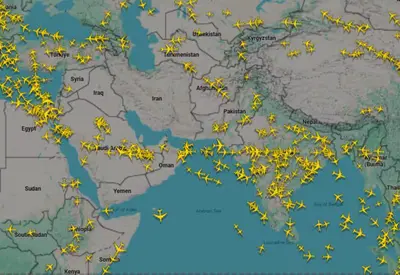 Espaço aéreo em grande parte do Oriente Médio fica vazio após ataques de EUA e Israel ao Irã Espaço aéreo em grande parte do Oriente Médio fica vazio após ataques de EUA e Israel ao Irã