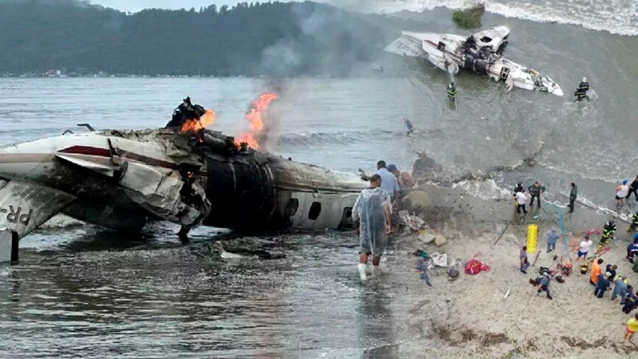 Imagem da noticia Poder Expresso: Avião explode em praia de Ubatuba após ultrapassar pista de pouso; piloto morre e 4 ficam feridos