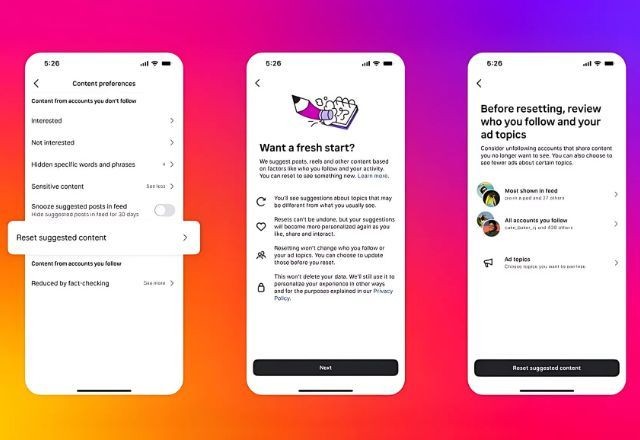 Imagem da noticia Instagram vai permitir reiniciar o algoritmo para "esquecer" suas informações