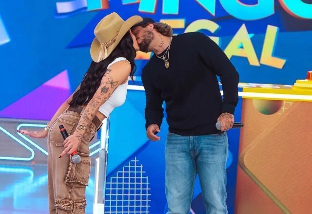Imagem da noticia Clima de romance e competição: Ana Castela e Zé Felipe dão o primeiro beijo público no Domingo Legal