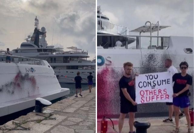 Imagem da noticia Superiate avaliado em R$ 1,4 bilhão é vandalizado por ativistas