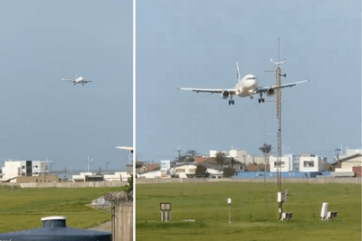 Avião desce 'de lado' em pouso com vento forte em Santa Catarina Avião desce 'de lado' em pouso com vento forte em Santa Catarina