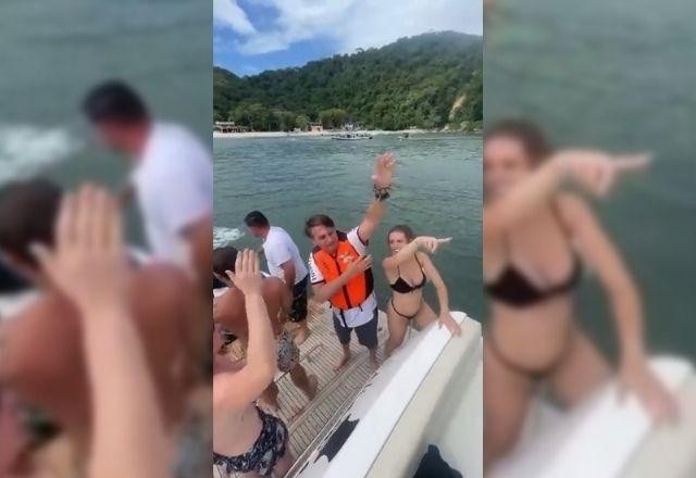 Imagem da noticia Vídeo: Bolsonaro dança funk em lancha durante viagem ao Guarujá