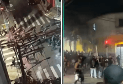 Torcedores de Corinthians e São Paulo brigam no centro da capital paulista Torcedores de Corinthians e São Paulo brigam no centro da capital paulista