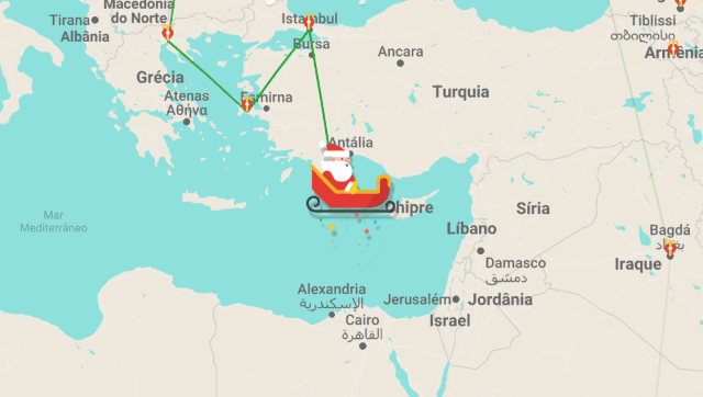 Imagem da noticia Site do Google mostra percurso percorrido pelo Papai Noel para entregar presentes em todo o mundo
