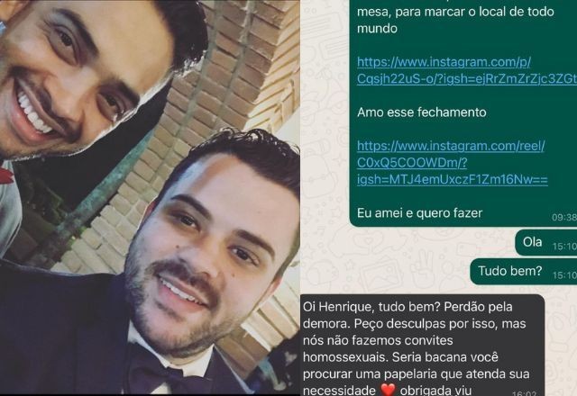 Imagem da noticia Loja se recusa a fazer convites de casamento por casal ser gay