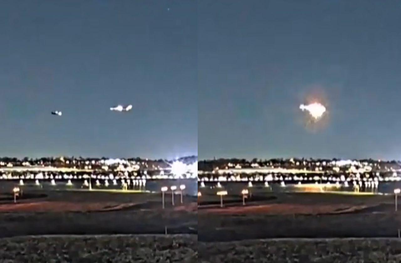 Vídeo mostra colisão entre avião e helicóptero militar que matou 67 nos EUA Vídeo mostra colisão entre avião e helicóptero militar que matou 67 nos EUA