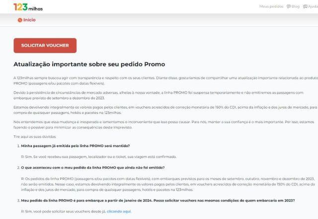 Imagem da noticia 123 Milhas cancela pacotes e emissão de passagens promocionais
