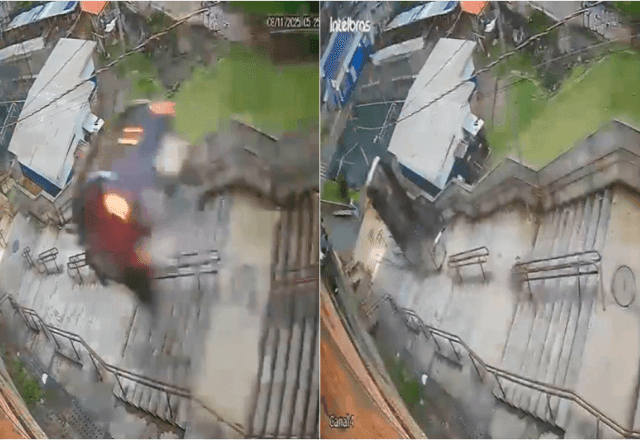 Imagem da noticia Motorista perde controle de carro e veículo despenca de escadaria em SP