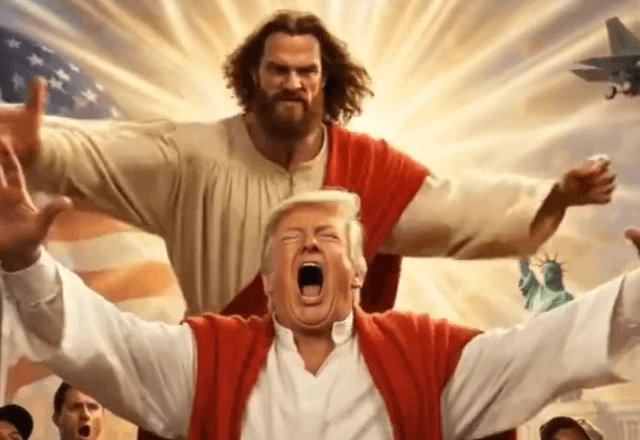 Imagem da noticia Embaixada do Irã publica vídeo de IA em que Jesus agride Trump com soco