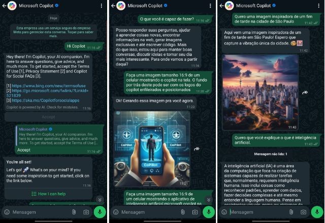Imagem da noticia IA Microsoft Copilot está disponível no WhatsApp