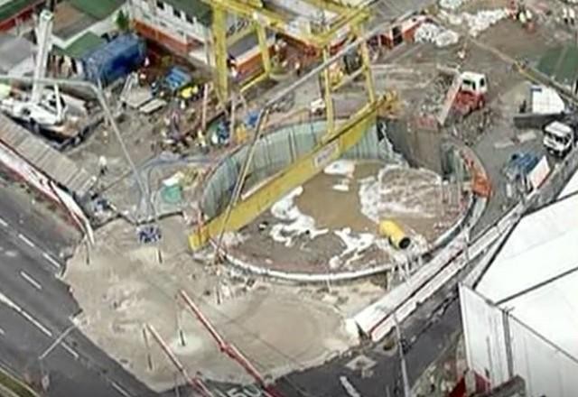 Imagem da noticia Tatuzão está alagado e preso no túnel após acidente na obra do metrô