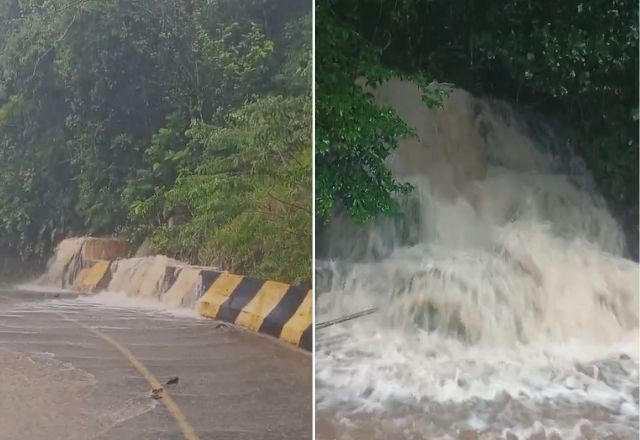 Imagem da noticia Defesa Civil interdita trecho de serra em Peruíbe (SP) após água de chuva formar 'cachoeira' na pista
