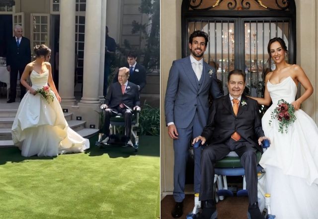 Imagem da noticia Em cadeira de rodas, Faustão faz rara aparição e leva filha ao altar em casamento