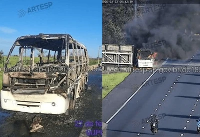 Micro-ônibus pega fogo na Rodovia dos Bandeirantes e 20 foram socorridos sem ferimentos Micro-ônibus pega fogo na Rodovia dos Bandeirantes e 20 foram socorridos sem ferimentos