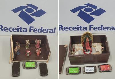 Receita Federal apreende mais de R$ 100 mil em drogas escondidas em imagens religiosas Receita Federal apreende mais de R$ 100 mil em drogas escondidas em imagens religiosas
