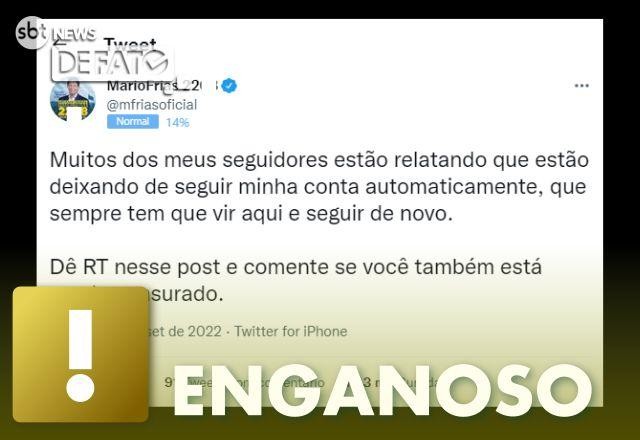 Imagem da noticia ENGANOSO: Mario Frias não foi censurado pelo Twitter