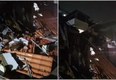 Moradores ficam soterrados após desabamento de casas em Juiz de Fora Moradores ficam soterrados após desabamento de casas em Juiz de Fora