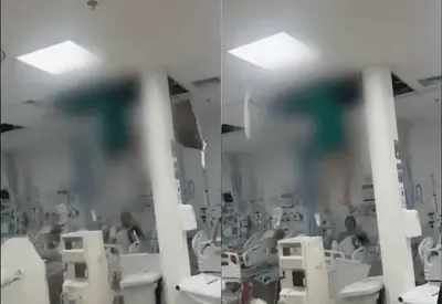 Paciente tenta fugir de hospital pelo duto de ventilação e cai do teto na Baixada Fluminense Paciente tenta fugir de hospital pelo duto de ventilação e cai do teto na Baixada Fluminense