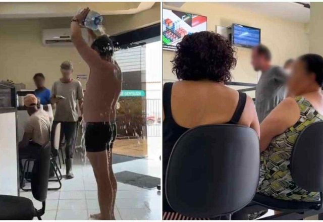 Imagem da noticia Homem toma banho em saguão de atendimento em protesto contra a falta de água em MG