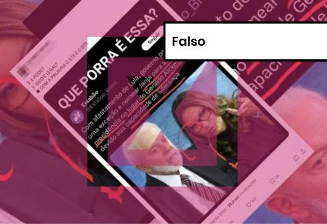 Imagem da noticia FALSO: Janja não pode assumir presidência caso Lula seja afastado, ao contrário do que sugere post